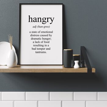 Impression Hangry Signification - A3 (29,7x42cm) - Cadre Blanc 3