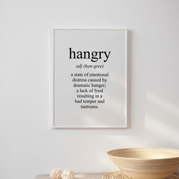 Impression de signification Hangry - 20x28 poucesx50x70cm - Cadre noir 2