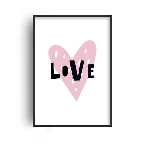 Love Heart Scandi Print - A4 (21x29.7cm) - Black Frame