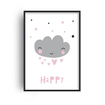 Happy Cloud Print - A2 (42x59,4cm) - Cadre Blanc 1