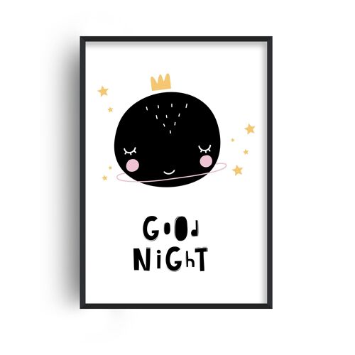 Good Night Planet Print - 20x28inchesx50x70cm - Black Frame