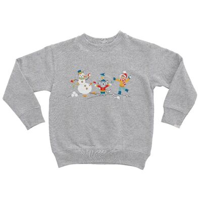 Sweat Enfant / Bataille de boules de neige / Gris chiné