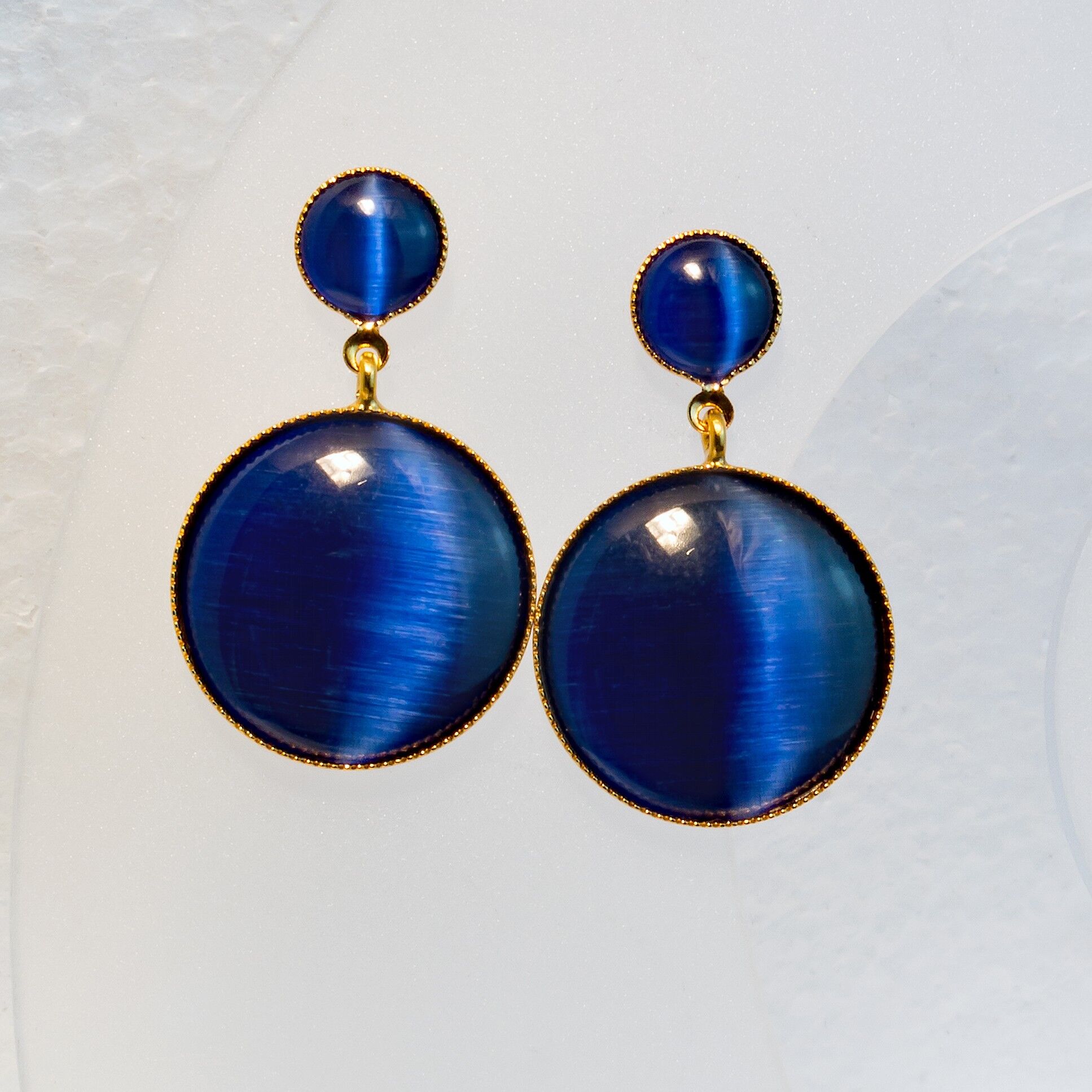 Ohrstecker, vergoldet, blau (370.9)