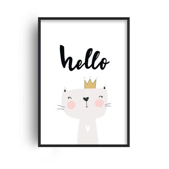 Impression Hello Cat - A2 (42x59,4cm) - Cadre Blanc 1