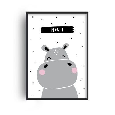 Hello Hippo Print - 30x40inches/75x100cm - White Frame