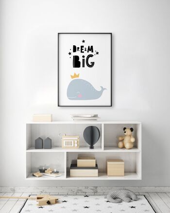 Dream Big Whale Print - A4 (21x29,7cm) - Cadre blanc 2