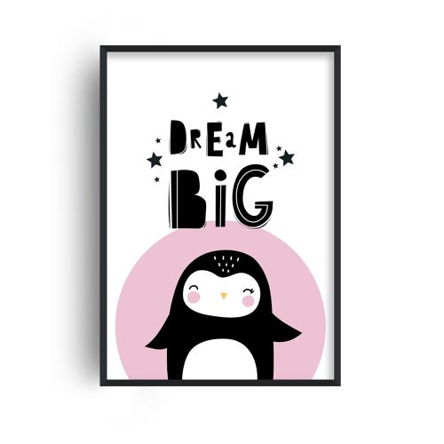 Dream Big Penguin Print - 20x28inchesx50x70cm - Black Frame