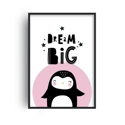 Dream Big Penguin Print - 20x28inchesx50x70cm - White Frame