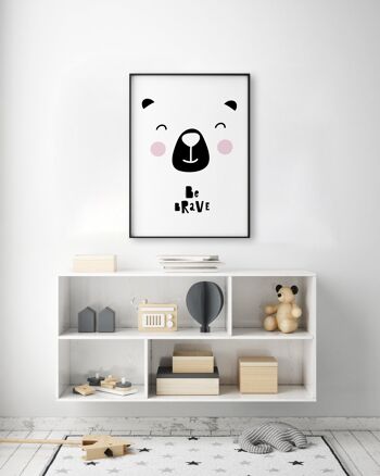 Be Brave Bear Face Print - A3 (29,7 x 42 cm) - Impression uniquement 2