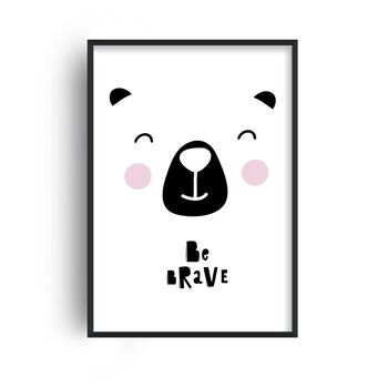 Be Brave Bear Face Print - 20x28 poucesx50x70cm - Cadre Noir 1