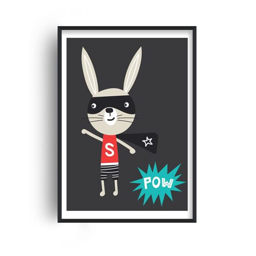 Superhero Bunny Print - A2 (42x59.4cm) - Black Frame