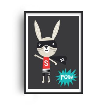 Superhero Bunny Print - A2 (42x59,4cm) - Cadre Noir 1