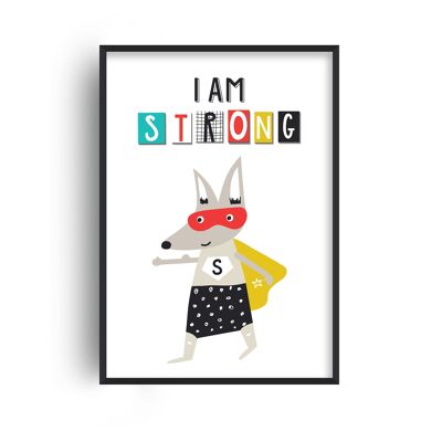 I Am Strong Superhero Print - A2 (42x59.4cm) - Black Frame