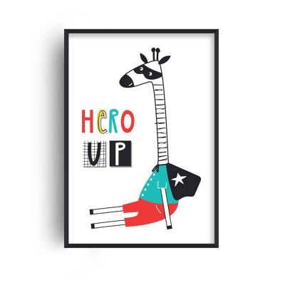 Hero Up Giraffe Print - A4 (21x29.7cm) - White Frame
