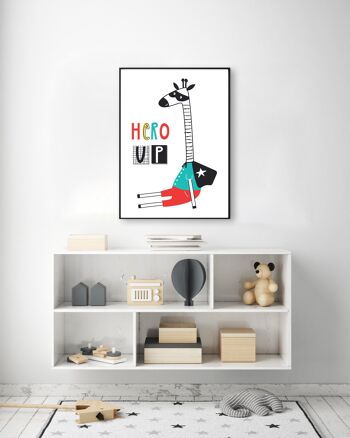 Hero Up Girafe Print - 30x40inches/75x100cm - Cadre Noir 2