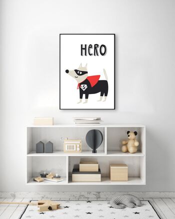 Hero Dog Print - 30x40 pouces/75x100cm - Cadre Noir 2