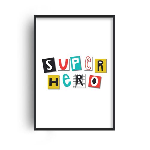 Super Hero Typography Print - A4 (21x29.7cm) - White Frame