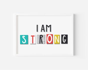 I Am Strong Typography Print - A3 (29,7x42cm) - Cadre blanc 3