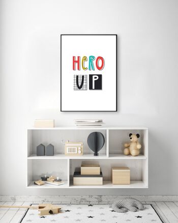 Impression typographique Hero Up - 30x40 pouces/75x100cm - Cadre blanc 2