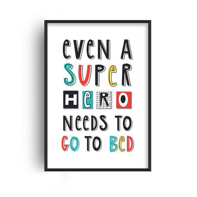 Even A Superhero Needs To Go To Bed Print - A4 (21x29.7cm) - White Frame