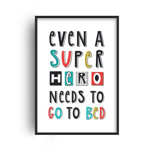 Even A Superhero Needs To Go To Bed Print - A3 (29.7x42cm) - Black Frame