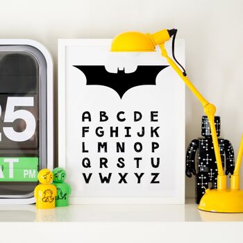 Batman ABC Print - A4 (21x29,7cm) - Cadre Blanc 2