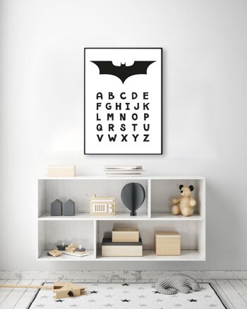 Batman ABC Print - A4 (21x29,7cm) - Cadre Blanc 3