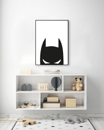 Impression de tête de Batman - A4 (21x29,7cm) - Cadre noir 3