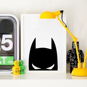 Impression de tête de Batman - 30x40 pouces/75x100cm - Cadre noir 2