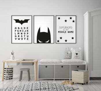 Impression de tête de Batman - 30x40 pouces/75x100cm - Cadre noir 4