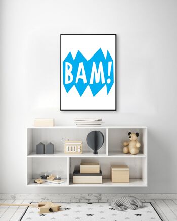 Bam Blue Print - A2 (42x59,4cm) - Cadre Blanc 2