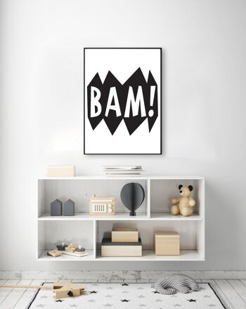 Bam Black Print - 20x28 poucesx50x70cm - Cadre Blanc 2