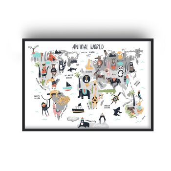 Impression de carte du monde animal - A2 (42 x 59,4 cm) - Impression uniquement 1