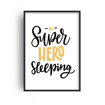 Superhero Sleeping Yellow Print - A4 (21x29,7cm) - Cadre noir 1