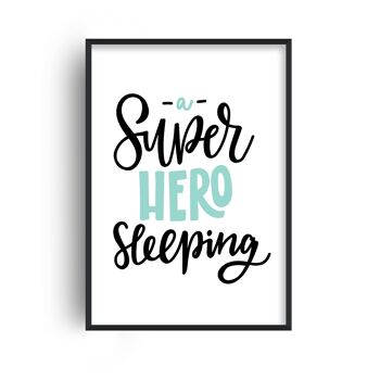 Superhero Sleeping Mint Print - A4 (21x29,7cm) - Cadre Blanc 1