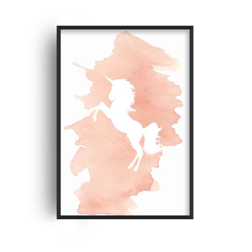 Unicorn Watercolour Peach Print - A2 (42x59.4cm) - White Frame