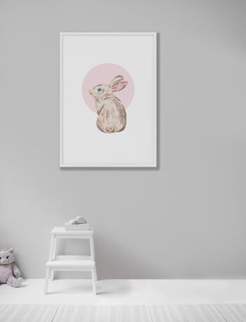 Imprimé Lapin Aquarelle - 30x40 pouces/75x100cm - Cadre Blanc 2