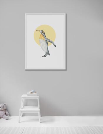 Aquarelle Pingouin Print - A2 (42x59,4cm) - Cadre Blanc 2