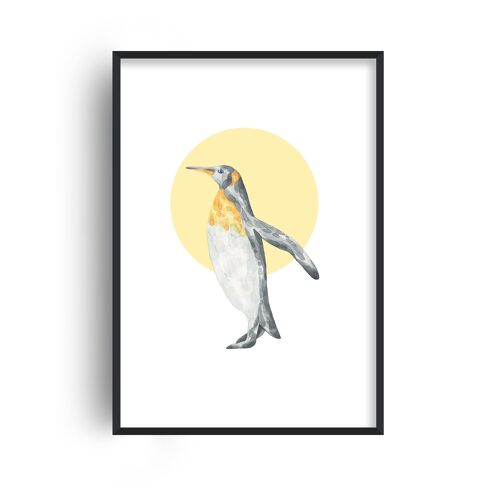 Watercolour Penguin Print - 30x40inches/75x100cm - Black Frame