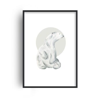 Aquarelle Ours Polaire Imprimé - A4 (21x29,7cm) - Cadre Noir 1