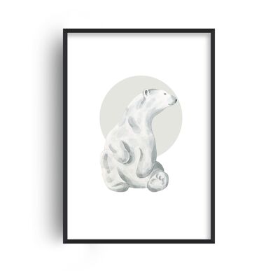 Watercolour Polar Bear Print - A2 (42x59.4cm) - Black Frame