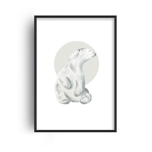 Watercolour Polar Bear Print - 30x40inches/75x100cm - Black Frame