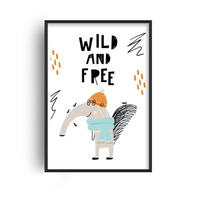 Wild and Free Animal Pop Print - A2 (42x59.4cm) - White Frame