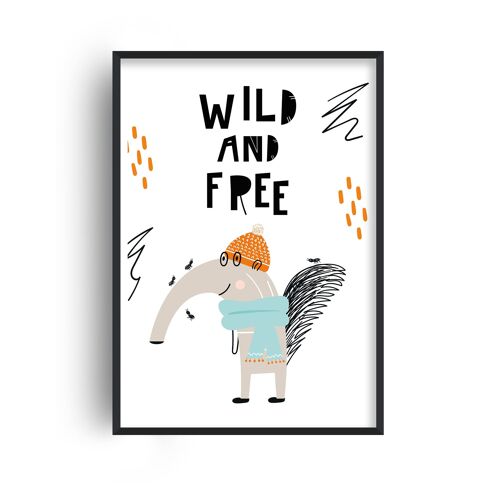 Wild and Free Animal Pop Print - 20x28inchesx50x70cm - White Frame