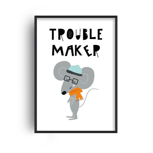 Trouble Maker Animal Pop Print - A4 (21x29.7cm) - White Frame