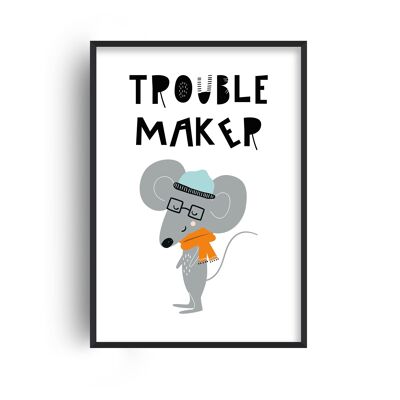 Trouble Maker Animal Pop Print - A2 (42x59.4cm) - White Frame