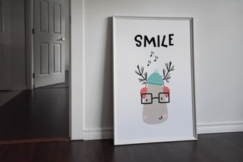 Smile Animal Pop Print - A4 (21x29,7cm) - Cadre Blanc 2