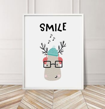 Smile Animal Pop Print - A4 (21x29,7cm) - Cadre Blanc 3