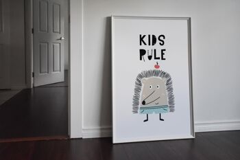 Kids Rule Animal Pop Print - A3 (29,7x42cm) - Cadre Noir 2