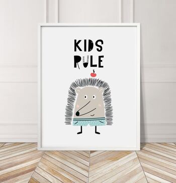 Kids Rule Animal Pop Print - A3 (29,7x42cm) - Cadre Noir 3